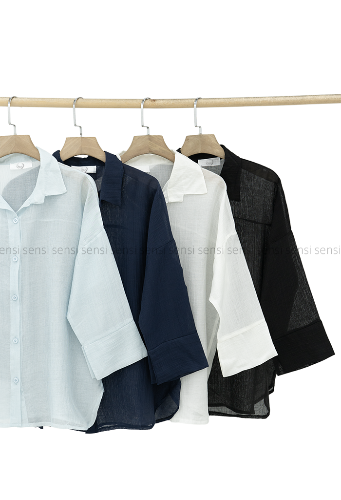 شومیز شیشه ای آستین چاک کد1005991